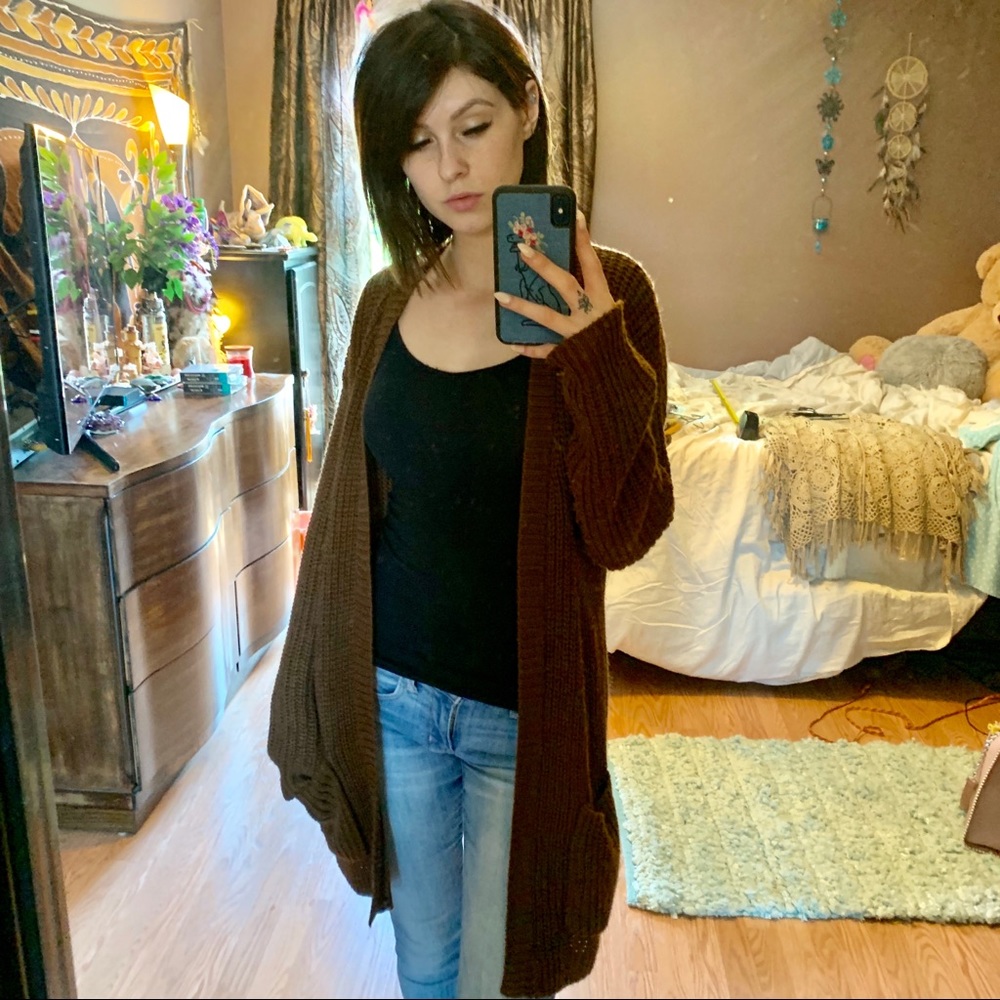 Simple Brown Cozy Knit Cardigan